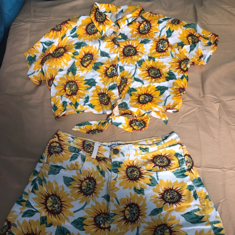 Sunflower crop top and matching shorts